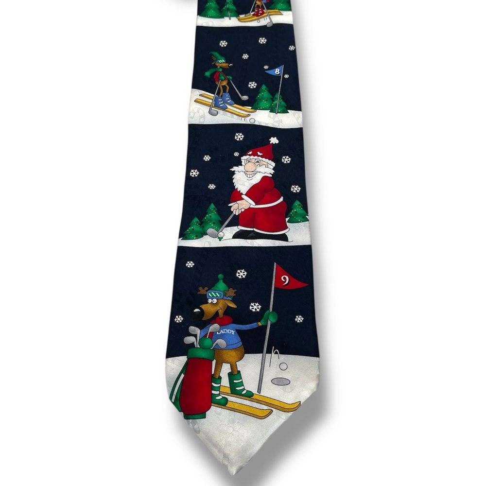Vintage Hallmark Santa Christmas Golf‎ Ornaments Mens Neck Tie SpecialTies